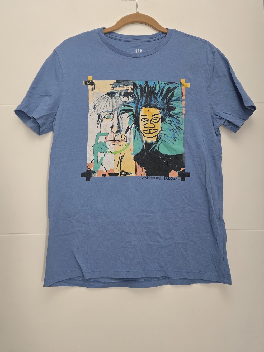 GAP Blue Graphic Short-Sleeve Tee with Multicolor Basquiat Art